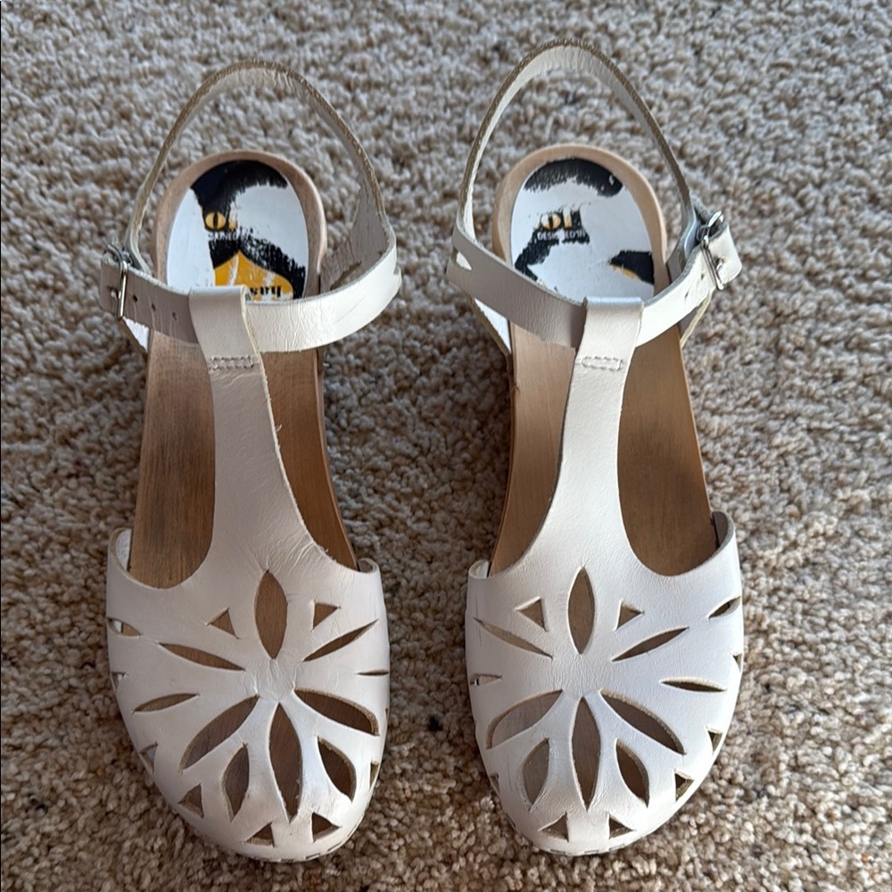 Swedish Hasbeens White Clog Sandals